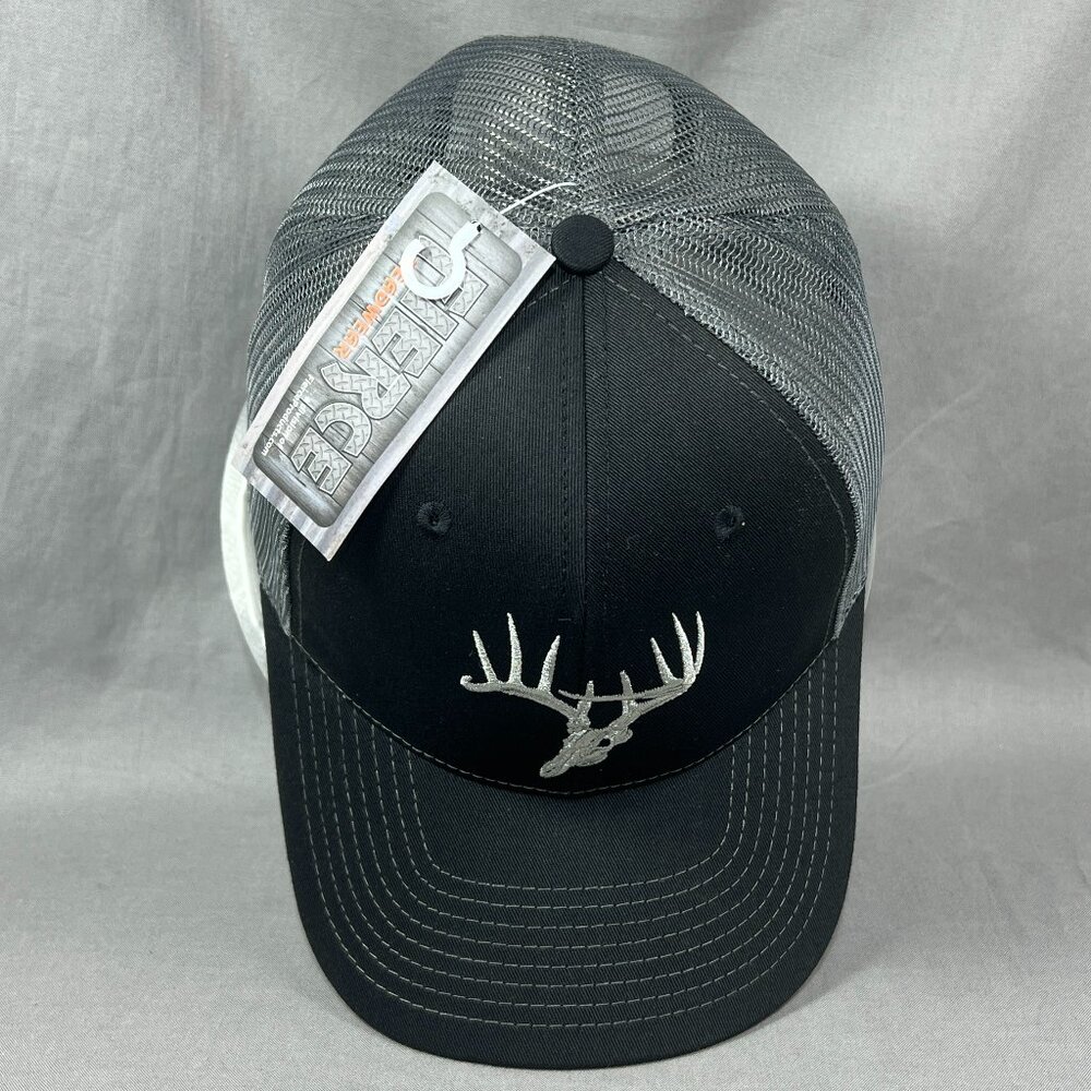 Skullz Antlers Fierce Snapback Hat Black Trucker Fishing Hunting Outdoor Mens - Picture 7 of 13